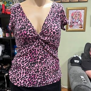 Vintage pink leopard print top! Express size large